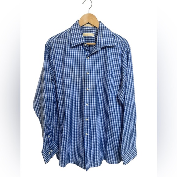 Michael Kors Men’s Blue Plaid Button Down Shirt Sz XL - Picture 1 of 6
